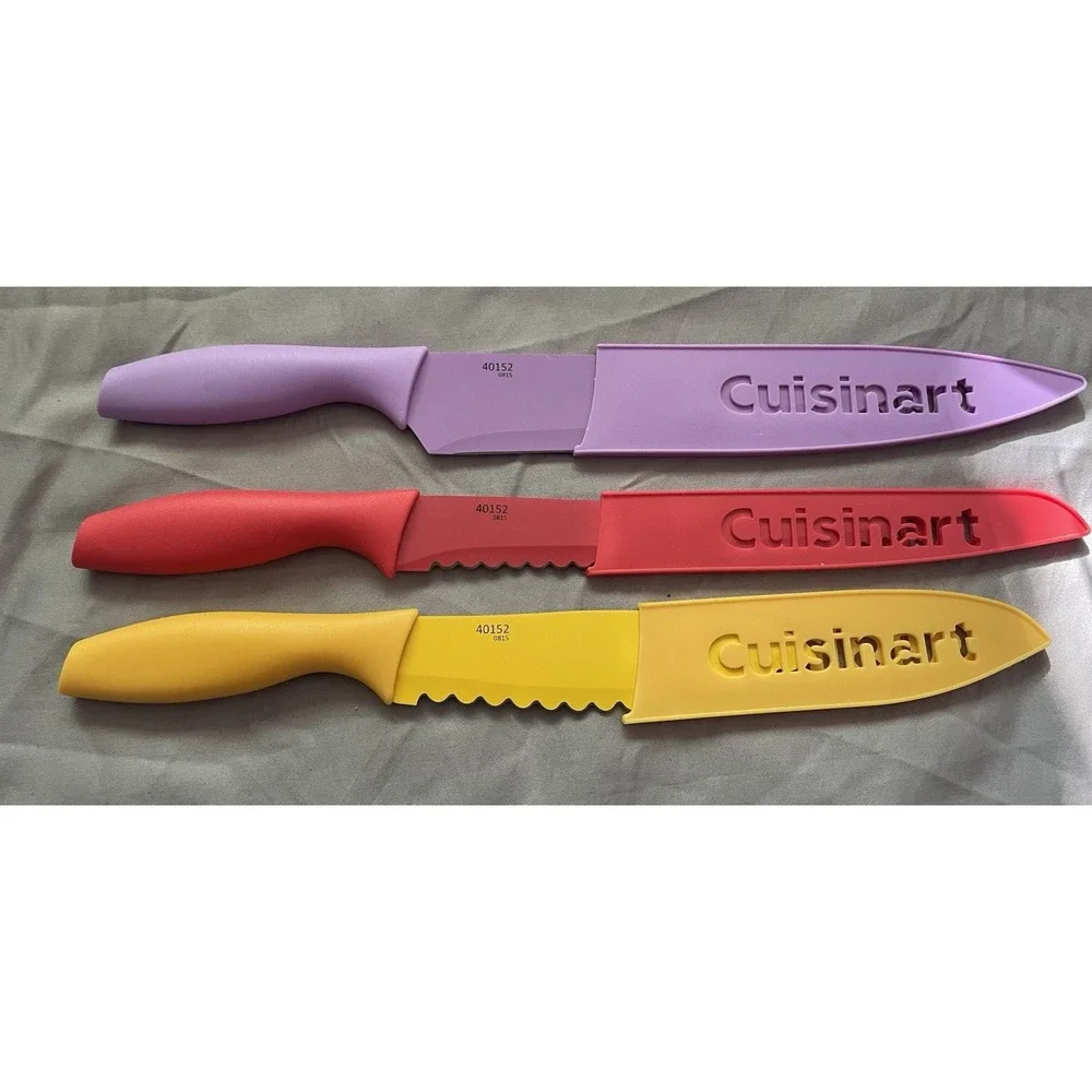 Lot of 3‼ Cuisinart Advantage Knife Set‎ w/ Blade Guards Color Coded